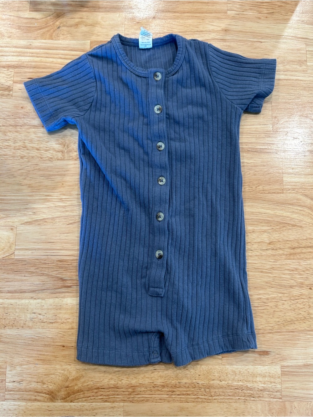 kate quinn Ribbed Button-Front Romper - Slate Grey